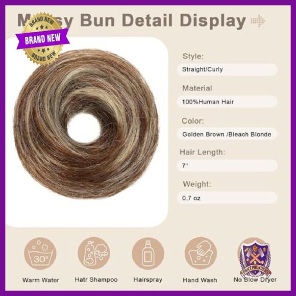 Messy Bun Hair Piece Human Hair Curly Donut Extension Scrunchies